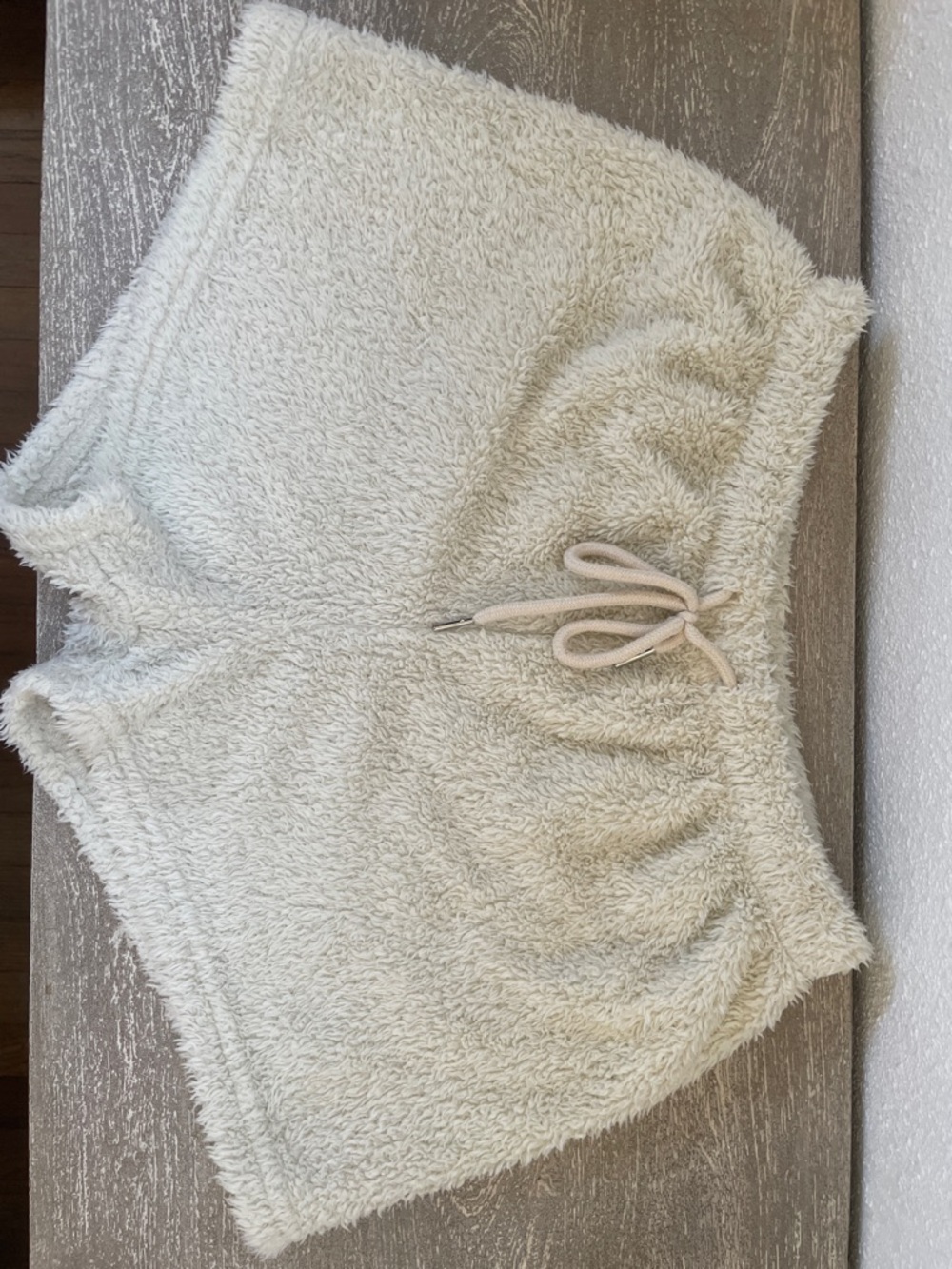 Cozy Plush Drawstring Lounge Shorts - Cream